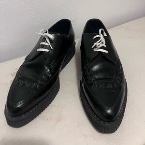 Underground Black Leather Tie Creeper - Single sole- Barfly